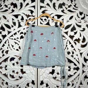 Sister Nettle Hand Embroidered Amanita Wrap Skirt - Magic Linen size Medium